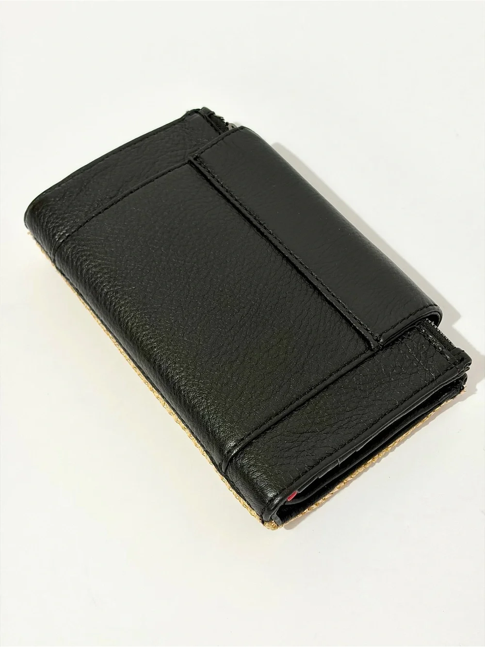 Hammitt Levy Leather Wallet/Crossbody in Chaparral Raffia With Gunmetal Hardware